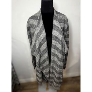 Barefoot Dreams Bamboo Chic Lite Stripe Cardigan‎ comfy Sweater Women's S M Gray